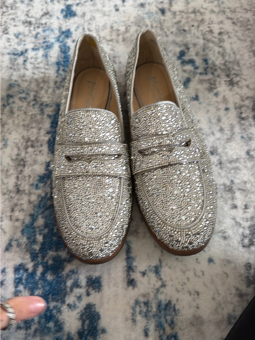 Betsey Johnson Silver Crystal Loafers - Picture 3 of 4